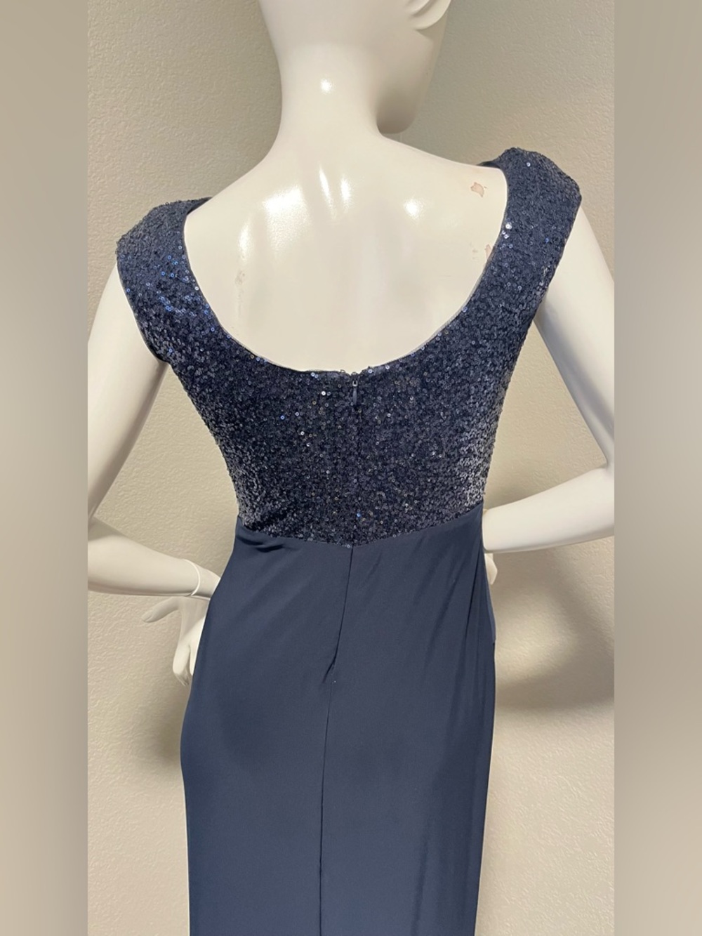 Women’s RALPH LAUREN  EVENING Navy Sequin Jersey Gown Maxi Dress Size 4 - Picture 7 of 15
